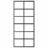 Vidaxl Schiebetür 90x205 cm ESG -Glas und Aluminiumschwarz