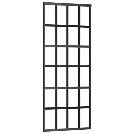 Vidaxl Schiebetür 76x205 cm ESG -Glas und Aluminiumschwarz