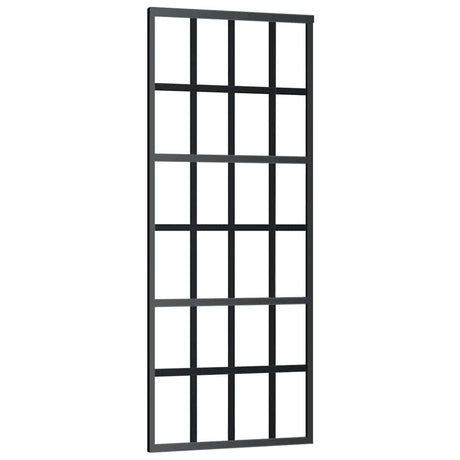 Vidaxl Schiebetür 76x205 cm ESG -Glas und Aluminiumschwarz