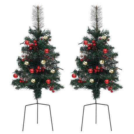 Vidaxl Tuinkerst Trees 2 ST mit Beleuchtung 76 cm PVC