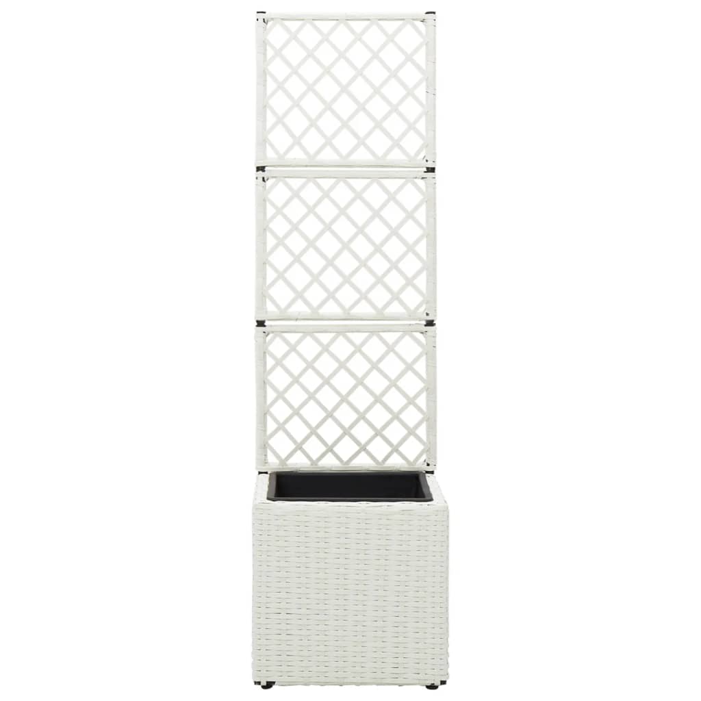 Vidaxx Spalier-Pflanzgefäß erhöht mit 1 Topf 30x30x107 cm Rattan weiß