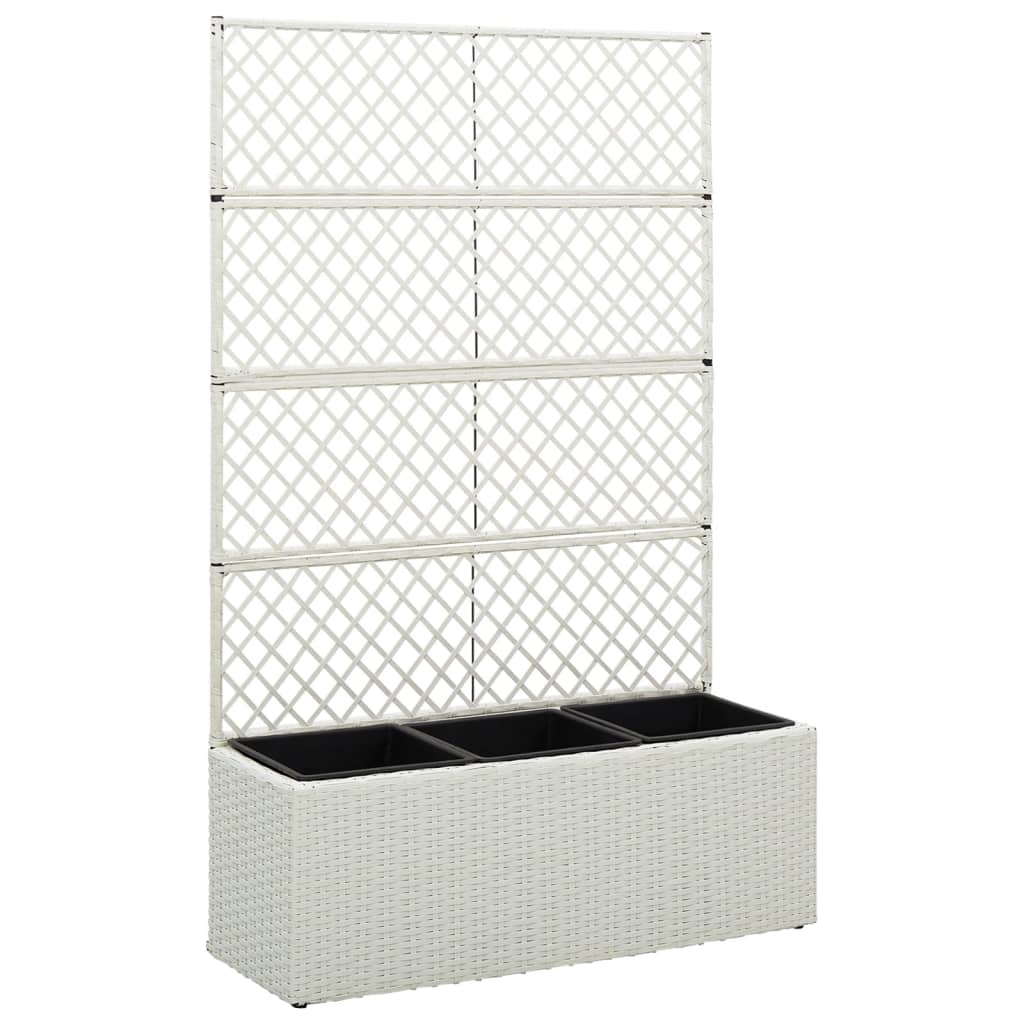 Vidaxl latwerkplantenbak mit 3 Töpfen 83x30x130 cm Rattan Weiß erhoben