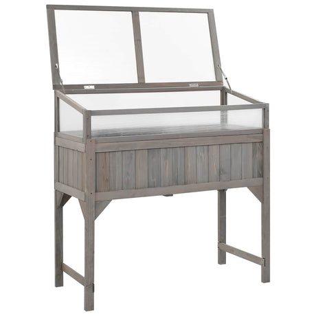Vidaxl -Pflanzer mit Gewächshaus 110x54x120 cm Festkieferholz angehoben