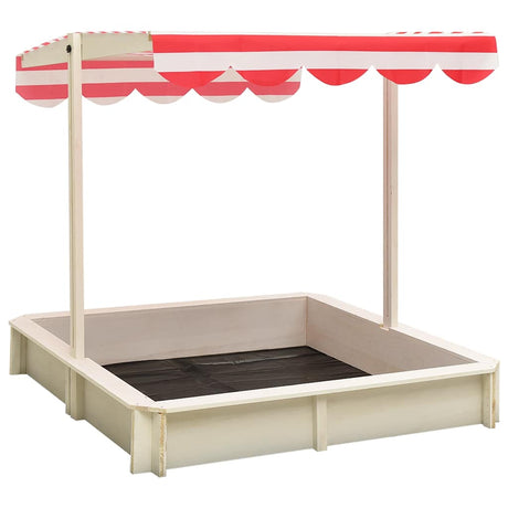 Vidaxl Sandbox mit einstellbarem Dach UV50 Kiefernwit Weiß und Rot
