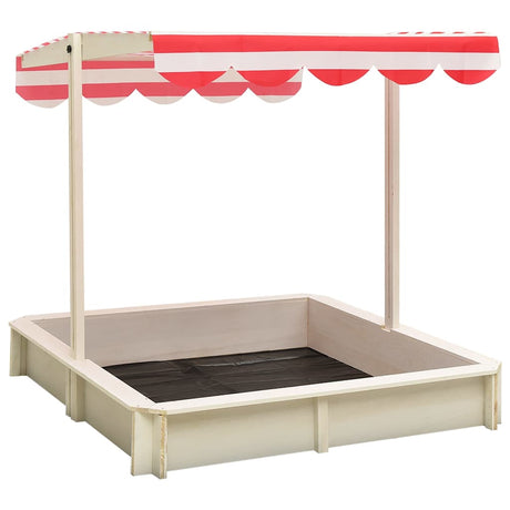 Vidaxl Sandbox mit einstellbarem Dach UV50 Kiefernwit Weiß und Rot