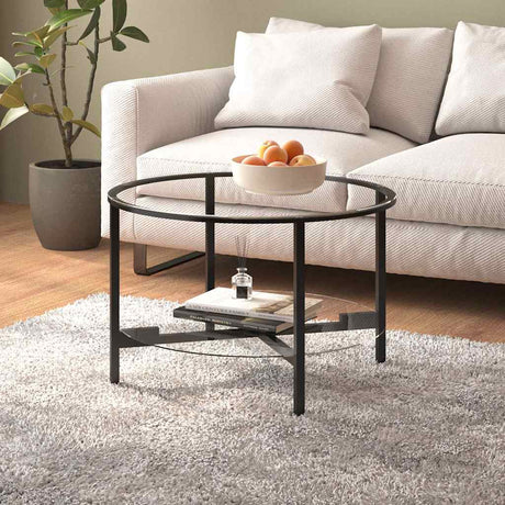 Vidaxl salontafel 70 cm gehard glas zwart en transparant