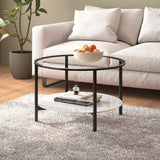 Vidaxl salontafel 70 cm gehard glas zwart en witmarmer