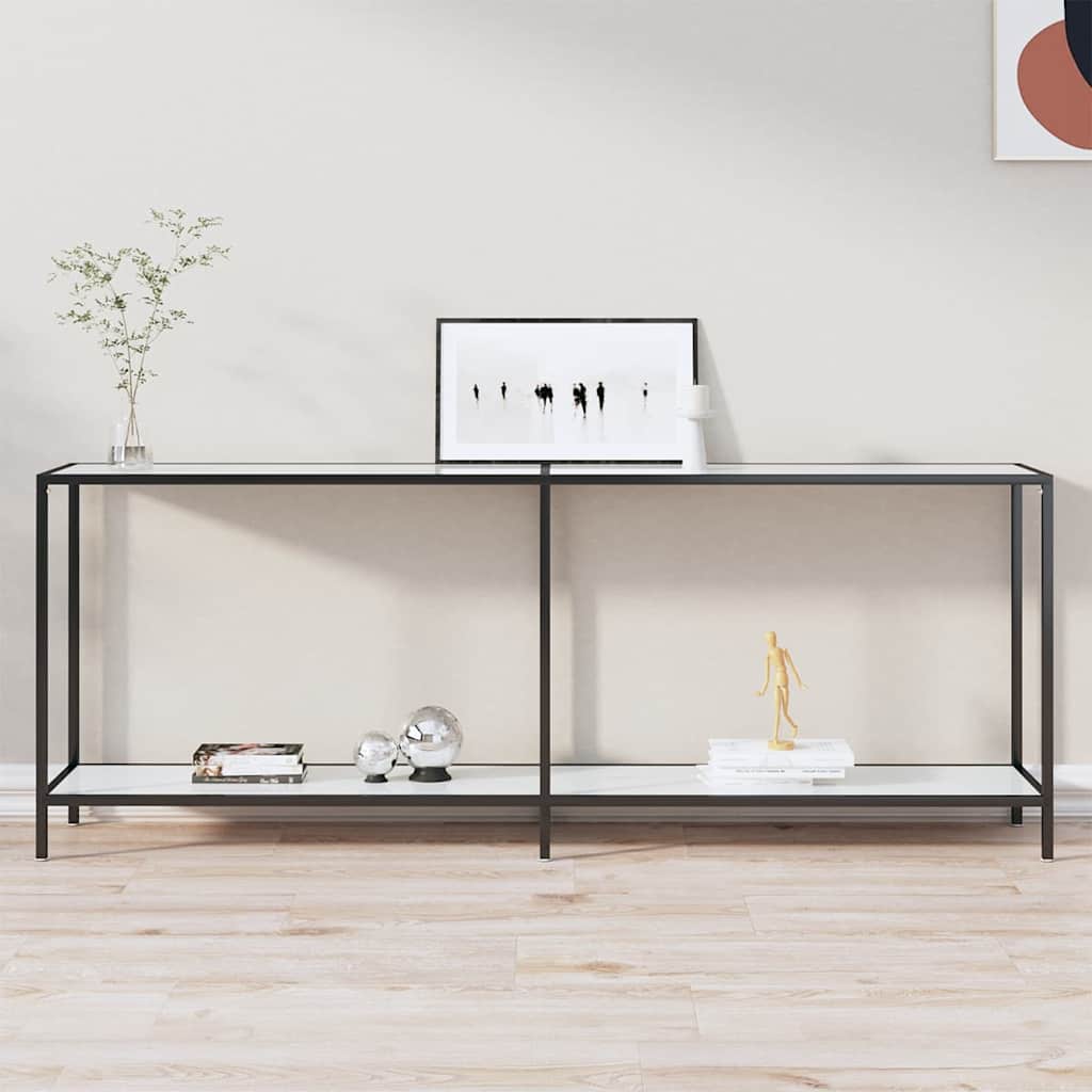 Vidaxl wandtafel 200x35x75,5 cm gehard glas wit