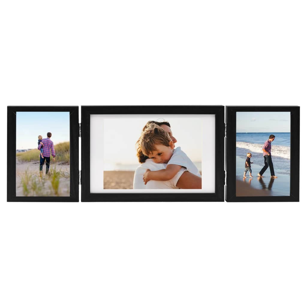 Vidaxl Fotorahmen Triptychon 28x18 cm+2x (13x18 cm) Schwarz