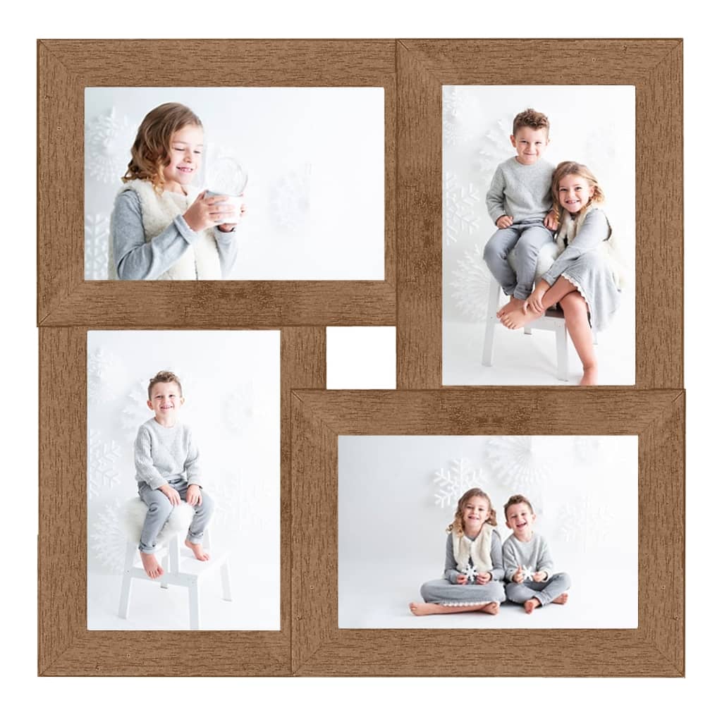 Vidaxl -Fotorahmen für 4x (10x15 cm) Foto MDF Lichtbruin