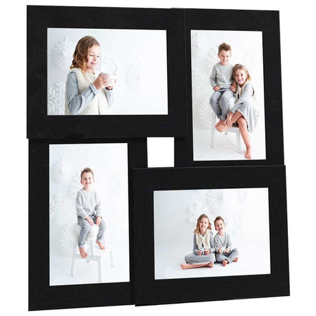 VIDAXL -Fotorahmen für 4x (10x15 cm) Foto MDF Schwarz