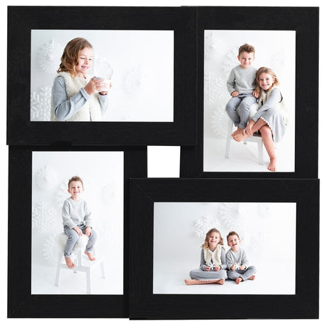 VIDAXL -Fotorahmen für 4x (10x15 cm) Foto MDF Schwarz