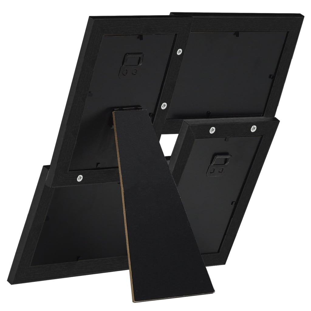 VIDAXL -Fotorahmen für 4x (13x18 cm) Foto MDF Schwarz