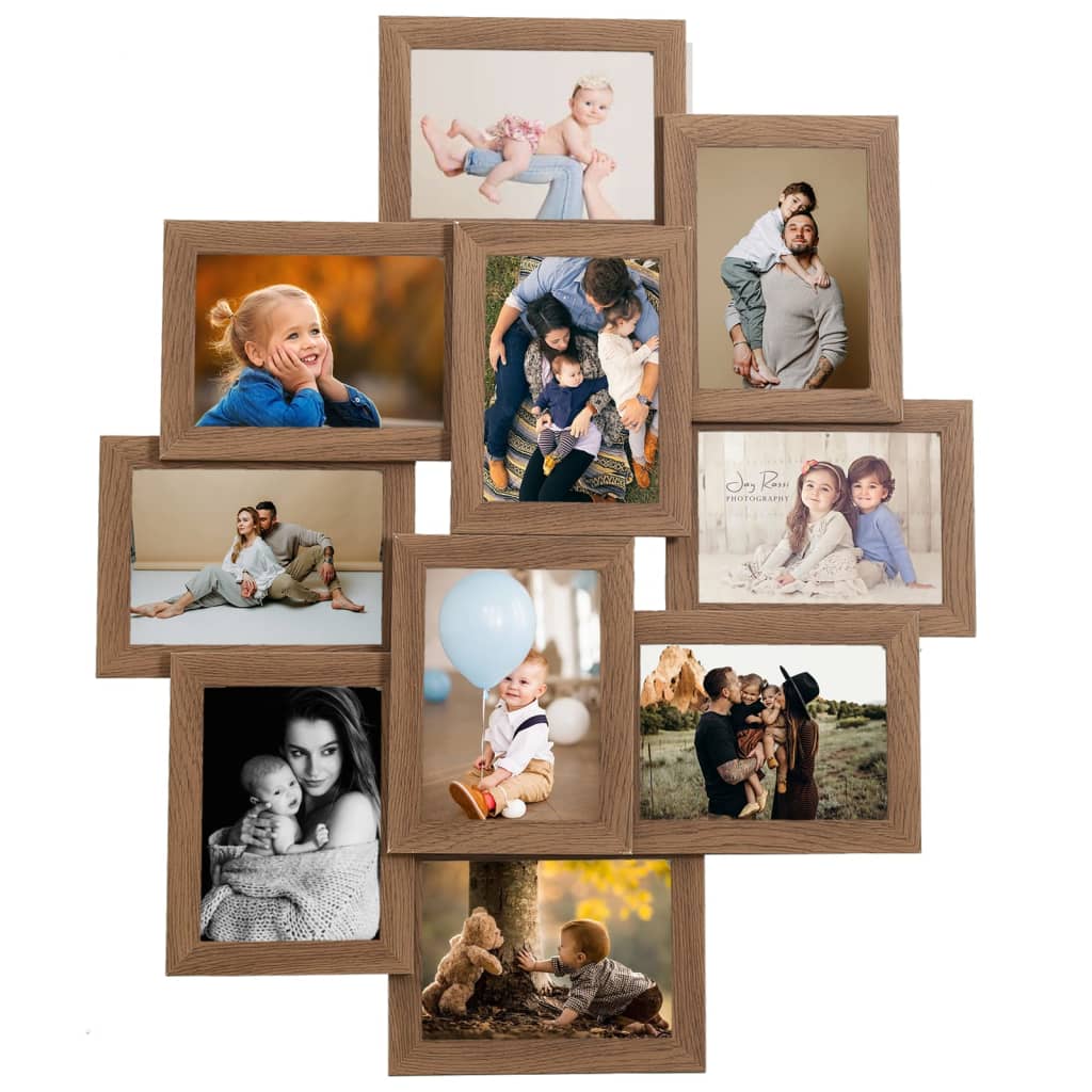VIDAXL -Fotorahmen für 10x (10x15 cm) Foto MDF Hellbraun