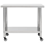 VIDAXL KISchenwork -Tisch mit Rädern 80x60x85 cm Edelstahl