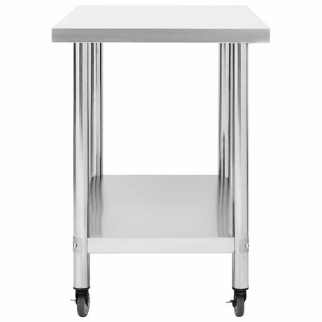 VIDAXL KISchenwork -Tisch mit Rädern 80x60x85 cm Edelstahl