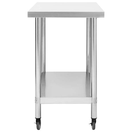 VIDAXL -Küchentisch mit Rädern 100x30x85 cm Edelstahl