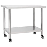 VIDAXL KISchenwork -Tisch mit Rädern 100x60x85 cm Edelstahl