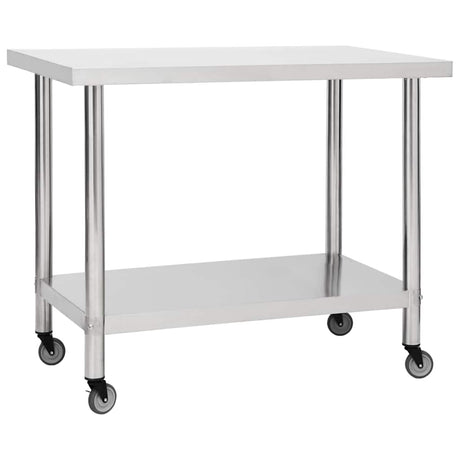 VIDAXL KISchenwork -Tisch mit Rädern 100x60x85 cm Edelstahl