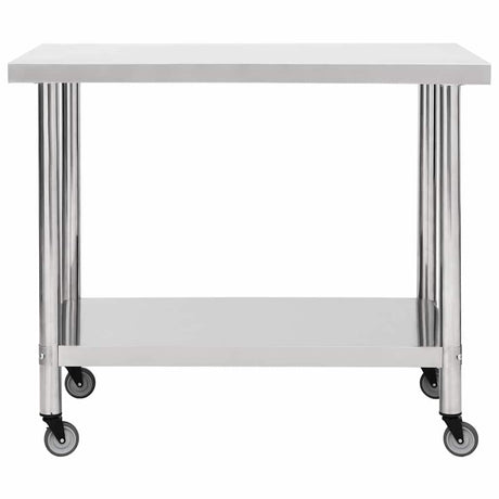 VIDAXL KISchenwork -Tisch mit Rädern 100x60x85 cm Edelstahl
