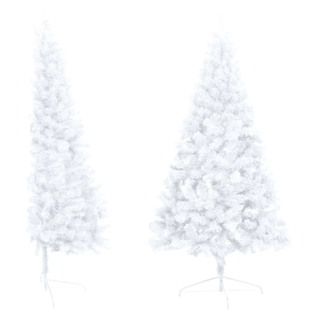 Vidaxl Kunstkerstboom mit Beleuchtung und Weihnachtsbällen halb nach 120 cm weiß