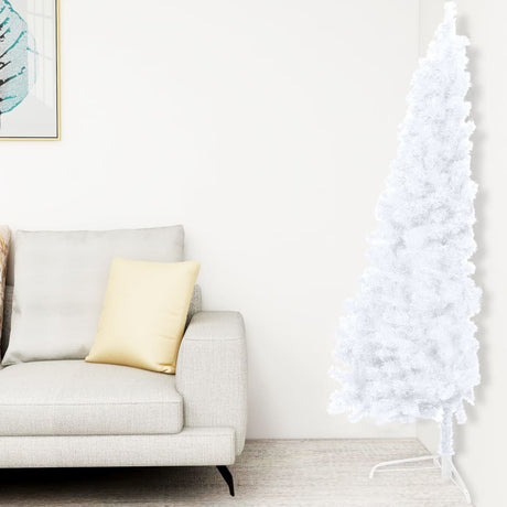 Vidaxl Kunstkerstboom mit Beleuchtung und Weihnachtsbällen halb 210 cm weiß