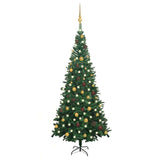Vidaxl Kunstkerstboom mit Beleuchtung und Weihnachtsbällen L 240 cm Grün