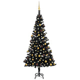 Vidaxl Kunstkerstboom mit Beleuchtung und Weihnachtskugeln 150 cm PVC Schwarz