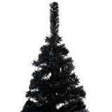 Vidaxl Kunstkerstboom mit Beleuchtung und Weihnachtskugeln 240 cm PVC Schwarz