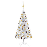 Vidaxl Kunstkerstboom mit Beleuchtung und Weihnachtsbällen 150 cm Haustier Silber