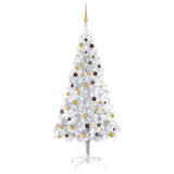Vidaxl Kunstkerstboom mit Beleuchtung und Weihnachtskugeln 210 cm Haustier Silber
