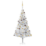Vidaxl Kunstkerstboom mit Beleuchtung und Weihnachtskugeln 240 cm Haustier Silber