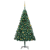 Vidaxl Kunstkerstboom mit Beleuchtung und Weihnachtsbällen 240 cm Grün