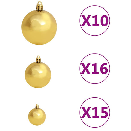 Vidaxl Kunstkerstboom mit Beleuchtung und Weihnachtskugeln 180 cm PVC Weiß