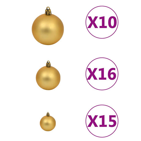 Vidaxl Kunstkerstboom mit Beleuchtung und Weihnachtskugeln 210 cm PVC Weiß