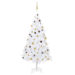 Vidaxl Kunstkerstboom mit Beleuchtung und Weihnachtsbällen 240 cm Weiß