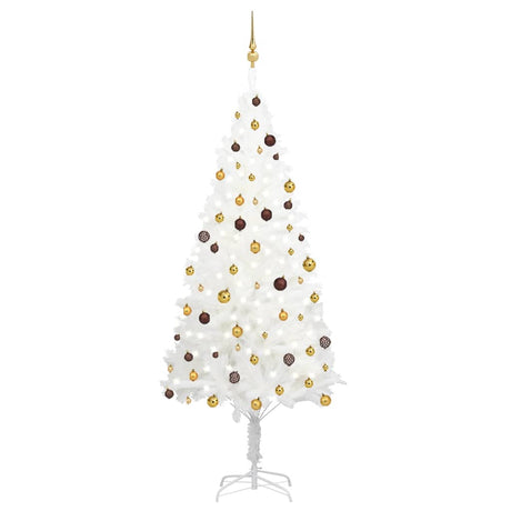 Vidaxl Kunstkerstboom mit Beleuchtung und Weihnachtsbällen 240 cm Weiß