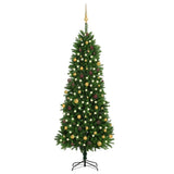 Vidaxl Kunstkerstboom mit Beleuchtung und Weihnachtsbällen 240 cm Grün
