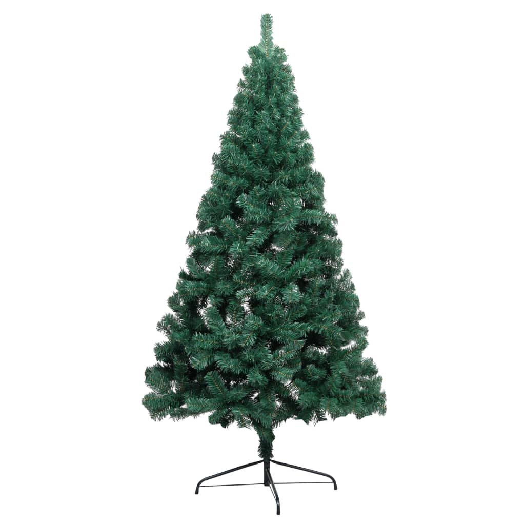 Vidaxl Kunstkerstboom mit Beleuchtung und Weihnachtsbällen halb nach 120 cm Grün
