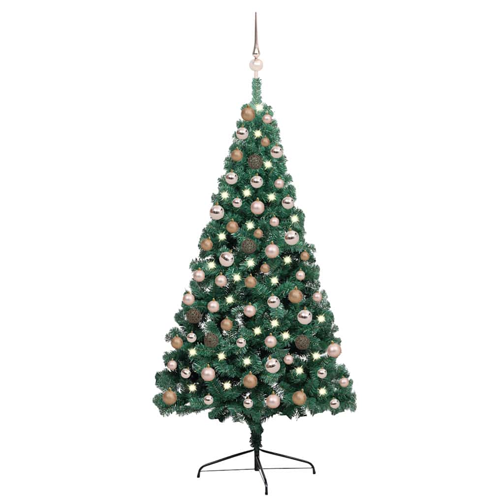 Vidaxl Kunstkerstboom mit Beleuchtung und Weihnachtsbällen bei halb 150 cm grün