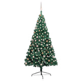 Vidaxl Kunstkerstboom mit Beleuchtung und Weihnachtsbällen halb nach 210 cm Grün