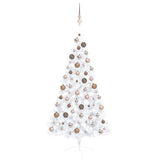 Vidaxl Kunstkerstboom mit Beleuchtung und Weihnachtsbällen halb 150 cm weiß