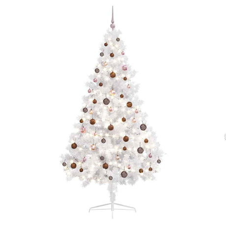 Vidaxl Kunstkerstboom mit Beleuchtung und Weihnachtsbällen halb 180 cm weiß
