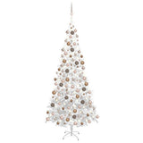 Vidaxl Kunstkerstboom mit Beleuchtung und Weihnachtsbällen L 240 cm Weiß