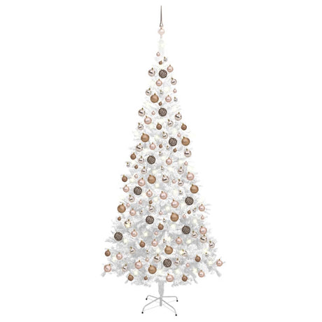 Vidaxl Kunstkerstboom mit Beleuchtung und Weihnachtsbällen L 240 cm Weiß