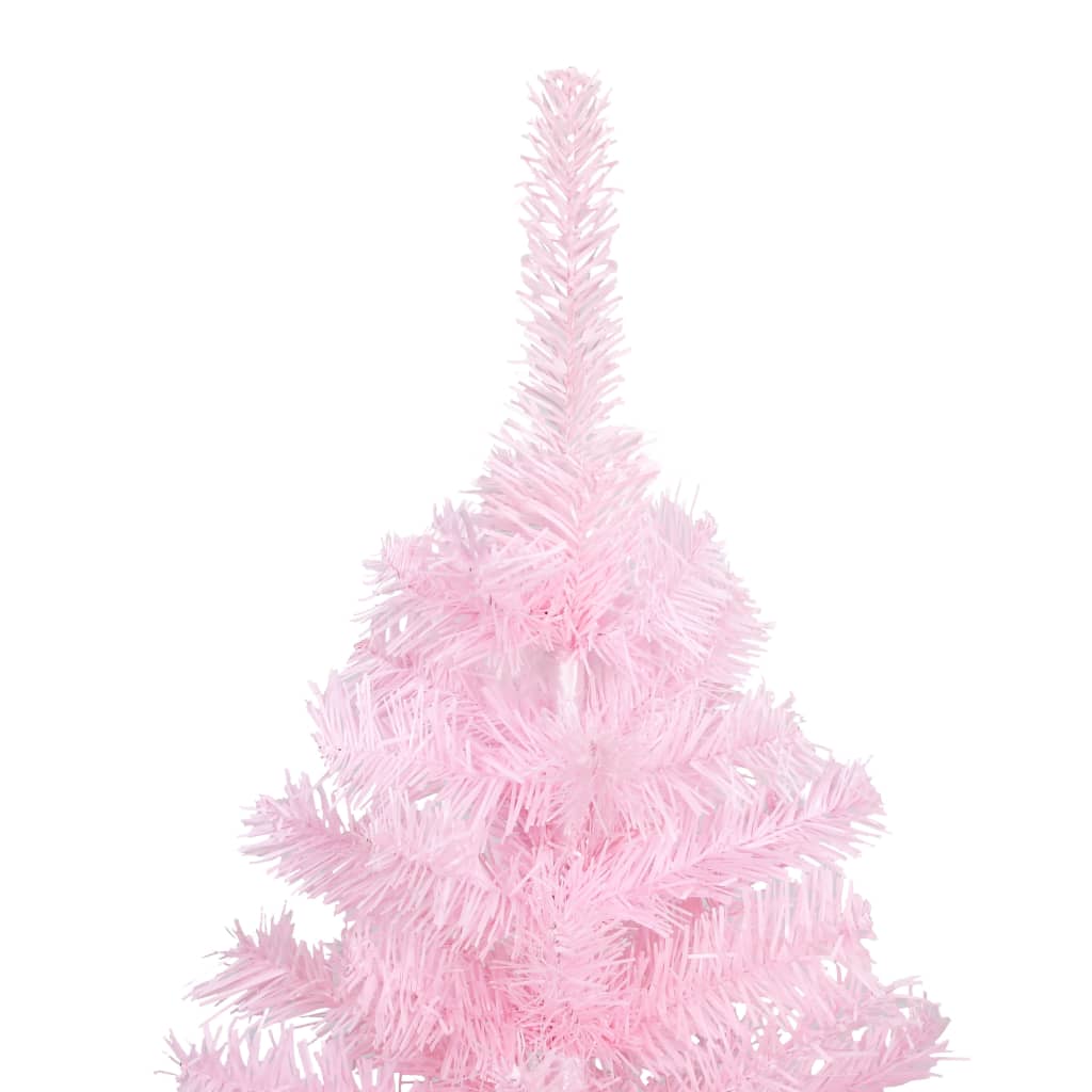 Vidaxl Kunstkerstboom mit Beleuchtung und Weihnachtskugeln 180 cm PVC Pink