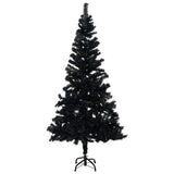 Vidaxl Kunstkerstboom mit Beleuchtung und Weihnachtsbällen 210 cm PVC Schwarz