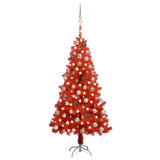 Vidaxl Kunstkerstboom mit Beleuchtung und Weihnachtsbällen 150 cm PVC rot