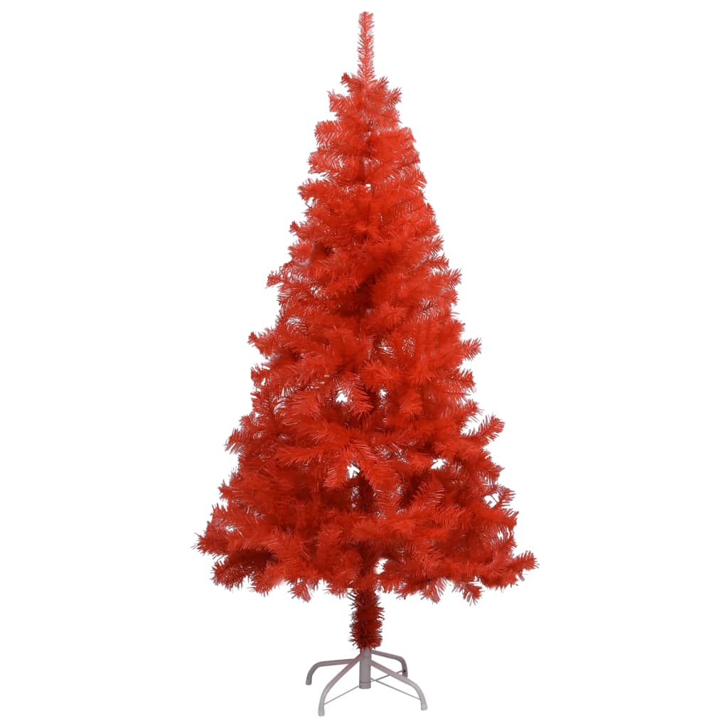 Vidaxl Kunstkerstboom mit Beleuchtung und Weihnachtsbällen 150 cm PVC rot