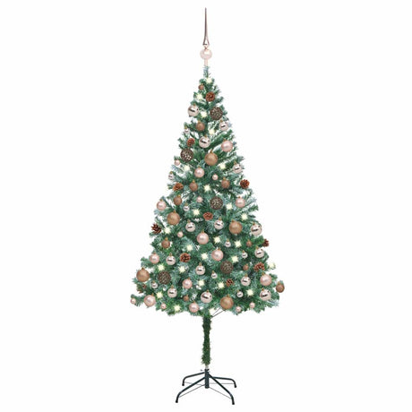 VIDAXL KUNSTKERSTBOOM mit Lichtheiligbällen Kiefernkegel 180 cm